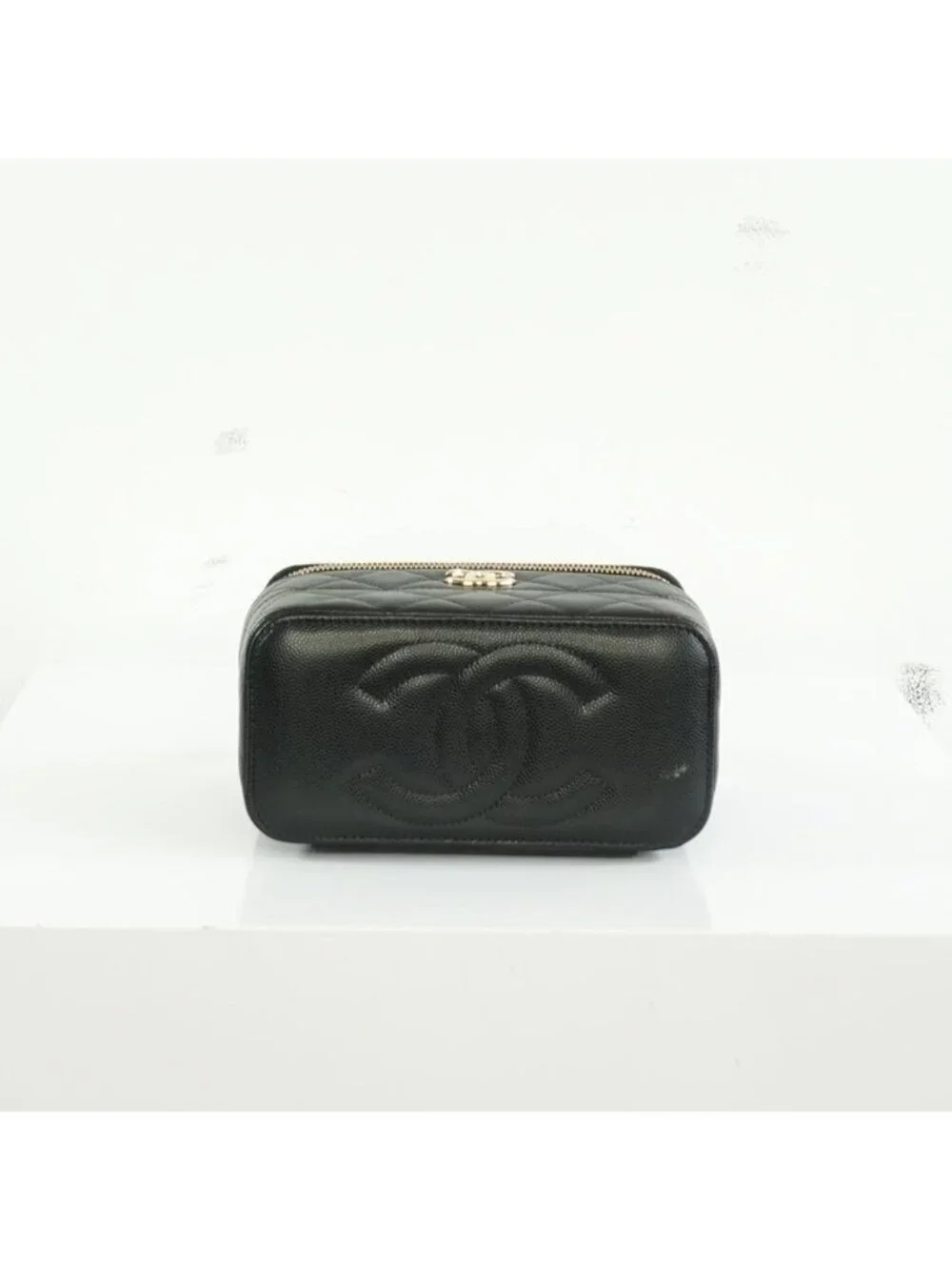 Chanel Black Slim Vanity Top Handle Bag Full Set